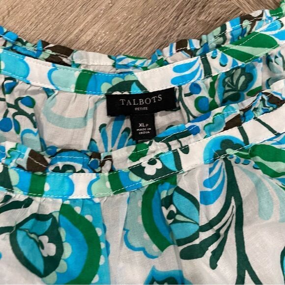 Talbots Graceful floral ruffle Square Neck Blouse Women Petite XLARGE (XLP) - Picture 4 of 5